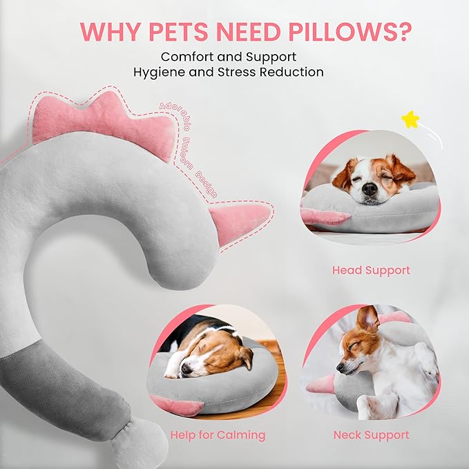 HiPetpy Dog Pillow - Soft Neck Pillows for Dogs, Washable Dog Calming Pillow for Better Sleep, Reduces Anxiety, Gift for Medium/Large Dogs and Cats