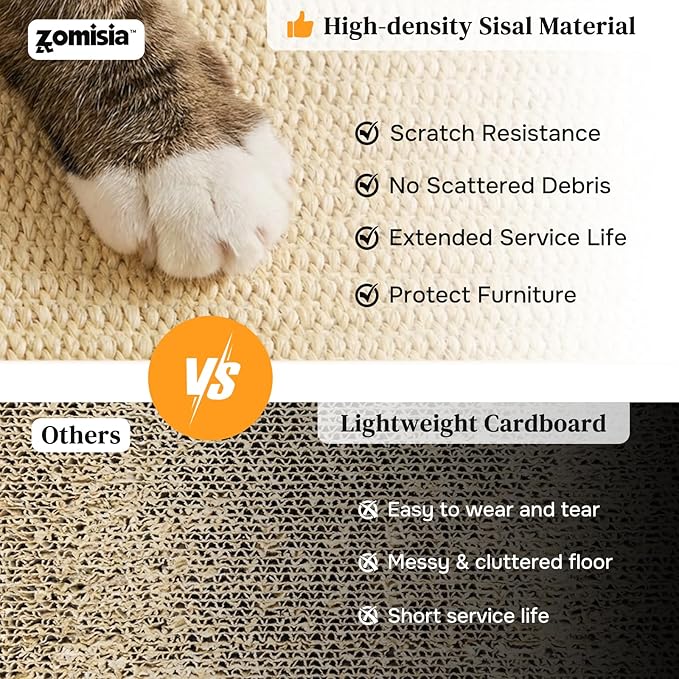 ZOMISIA Cat Scratcher with Ball Track Toy, Sisal Scratch Pad for Indoor Adult Cats, Wooden Interactive Cat Puzzle Toys for Kitten Mental Stimulation Self Play Home Enrichment