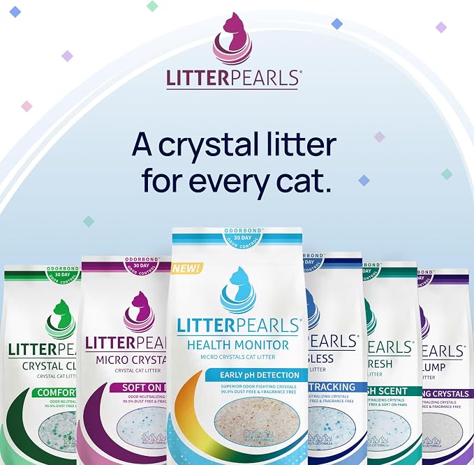Litter Pearls Micro Crystals Unscented Non-Clumping Crystal Cat Litter with Odorbond, 10.5 Pounds