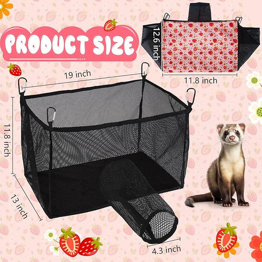 Ferret Ball Pit Hammock, Hammock Cage Toy Compatible with Tunnel, Suitable for Hamsters and Chinchillas (Ball Not Included)