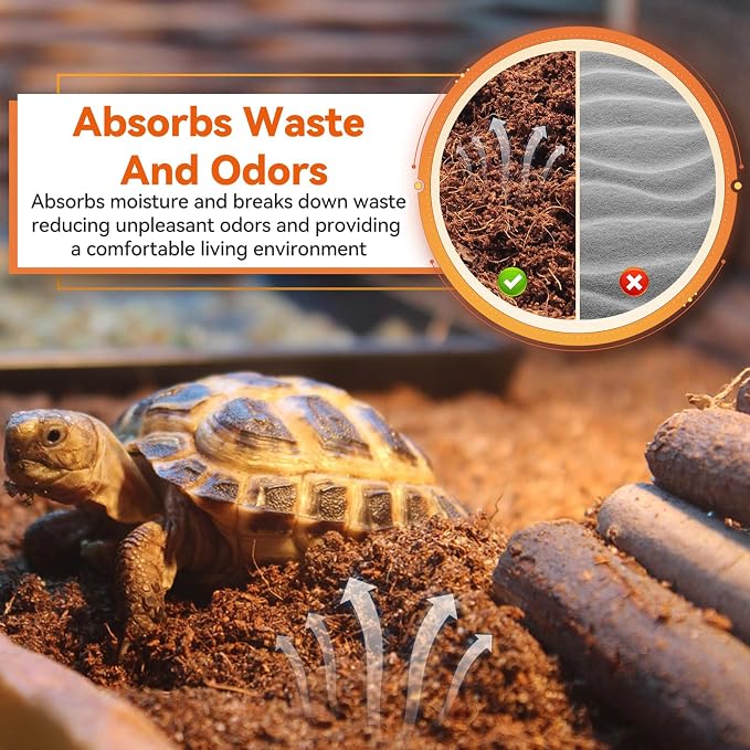 Legigo 8 Pack Coconut Fiber Substrate, Natural Coco Coir Bedding for Reptiles Turtles, Tortoises, Snake, Hermit Crab, Gecko, Lizard, Bioactive Terrarium Soil for Humidity Control and Plant Substrate