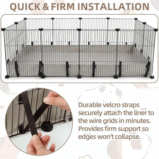 Guinea Pig Cage Liner for 2x4 Grid C&C Cage, 56" x 28" 600D Oxford Bottom Tarp with 4" Raised Sides, Washable Cage Base for Guinea Pigs, Rabbits and Small Animals