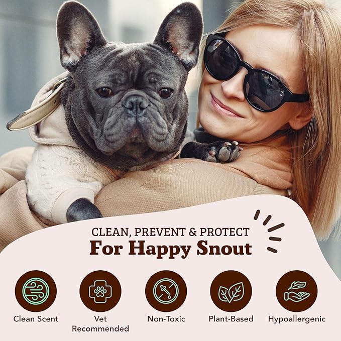 Natural Dog Company Snout Wipes for Dogs – Cleansing & Moisturizing Care for Dry, Cracked Snouts, Soothing Grooming Formula with Kukui Oil, 50 Count