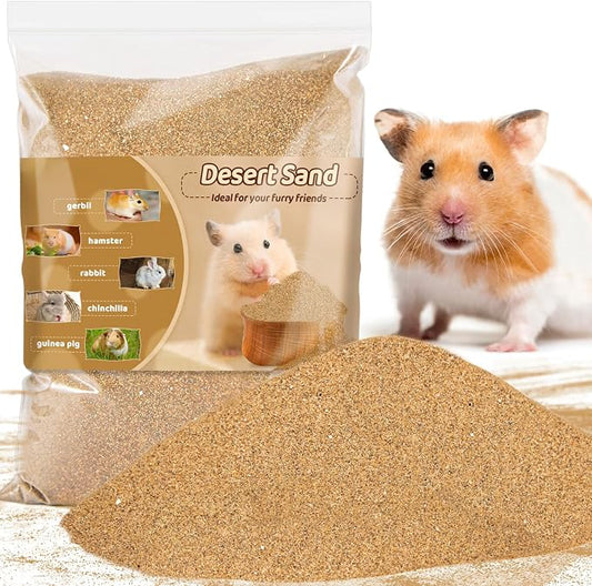 Sukh Hamster Desert Sand 15OZ - Fine Sand Bath for Reptile Hermit Crab Dwarf Hamster Chinchilla Gerbil Turtle as Zoo Med Repti Sand Substrate Hamster Bedding Cleaning Supplies Odor Control Hides Dig