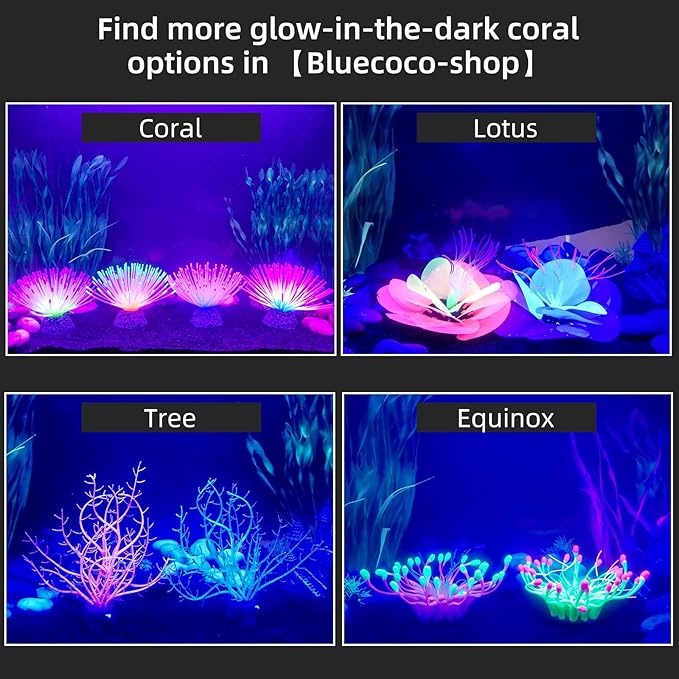 Soft Silica Gel Moves Naturally with Water Flow, Aquarium Decorations Glow in The Dark, Glowing Coral Ornaments for Fish Tank Decorations (Green, Fireworks)