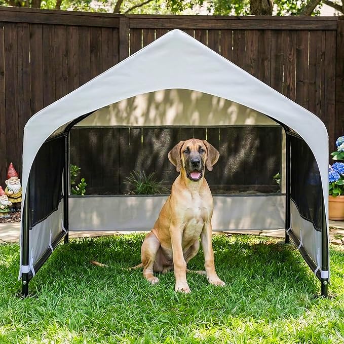 Suddus Dog House Outdoor, Extra Large Dog Tent Outside, Dog Shade Shelter with Three-Sided Breathable Mesh Windows, Sun Rain Cover for Pet, Dogs 48" D x 48" W x 39" H