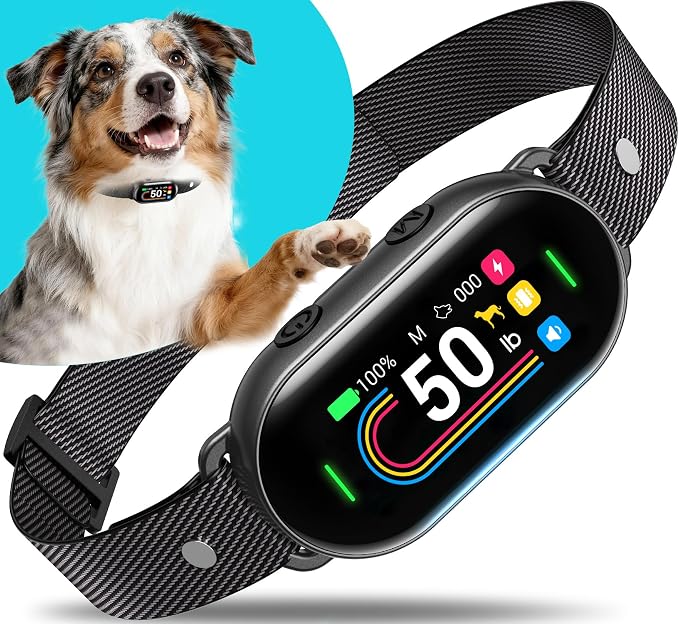 Dog Bark Collar for Small Medium Large Dogs 10-100lbs, Automatic Bark Device with Anti-False Trigger & Bark Count Tracking, 4 Training Modes and 8 Sensitivity to Effectively Stop Barking, Black
