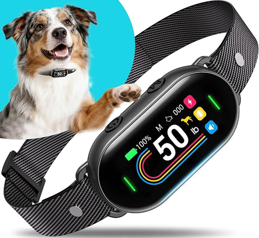 Dog Bark Collar for Small Medium Large Dogs 10-100lbs, Automatic Bark Device with Anti-False Trigger & Bark Count Tracking, 4 Training Modes and 8 Sensitivity to Effectively Stop Barking, Black