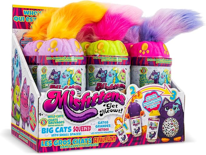 Basic Fun Misfittens Cats - Surprise Collectible Plush - Series 3 Wild Cats, Kittens, Stuffed Cat Plushie, Furry Surprise Toy for Girls, Boys, Kids and Toddlers Ages 3+