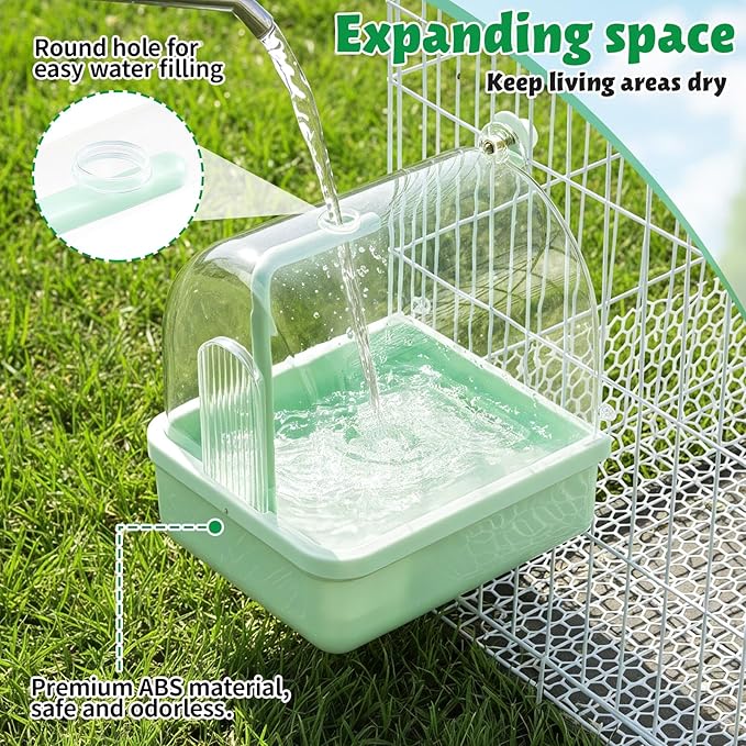 Maxdot Automatic Bird Baths for Cage Parakeet Bath with Pump Indoor Parrot Bathtub with Shower Running Water, Motion Sensor, Filter for Pet Birds Budgies Lovebirds Finches Cockatiels Cockatoos, Green