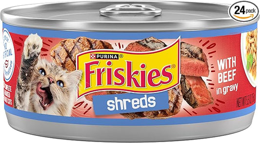 Purina Friskies Shreds With Beef in Gravy Wet Cat Food - (Pack of 24) 5.5 oz. Cans
