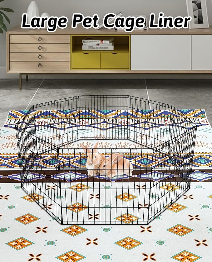 BNOSDM 91" X 63" Extra Large Bunny Cage Liner Washable Guinea Pig Mat Large Animals Mats Animal Pads for Floor Indoor Rabbit Carpet for Chinchillas Cats Ferrets Dogs