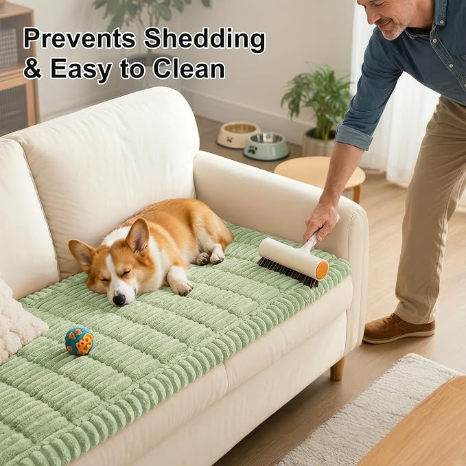 Smiry Couch Cover for Dogs, Non Slip Washable Sofa Protector for Pets, Soft Furniture Cover for Pet, Stylish Sofa Covers, Cozy Protect Against Fur, Dirt & Everyday Messes (Green, 27.6" x 47")