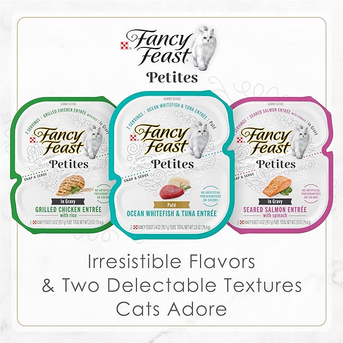 Purina Fancy Feast Petites Grilled Chicken Entrée With Rice In Gravy Gourmet Wet Cat Food - (Pack of 12) 2.8 oz. Tubs
