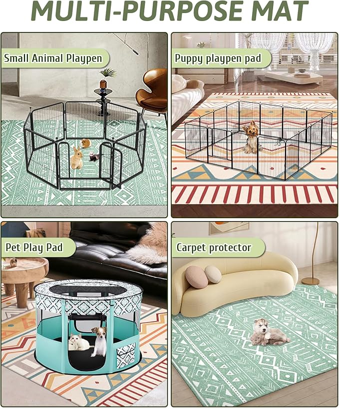BNOSDM 79" X 55" Large Bunny Cage Liner Washable Pads for Rabbit Reusable Floor Mat for Rabbits Anti Slip Rug for Bunnies Pet Carpet for Chinchillas Cats Guinea Pigs Ferrets Dogs