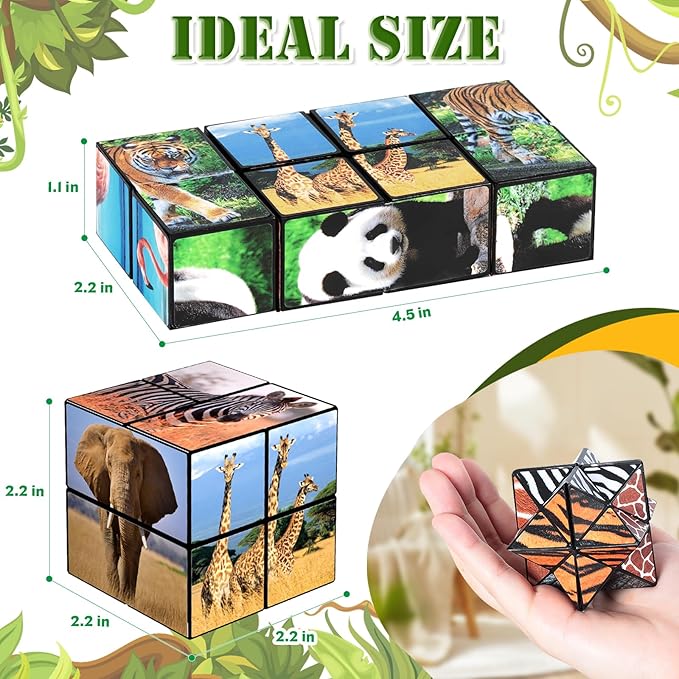 2 in 1 Star Cube Magic Cube Set, Fidget Toy for Kids, Animal Toys for Ages 8-13, Travel Yoshimoto Cube for 6 7 8 9 10 11 Year-Old Boy Girls Gifts