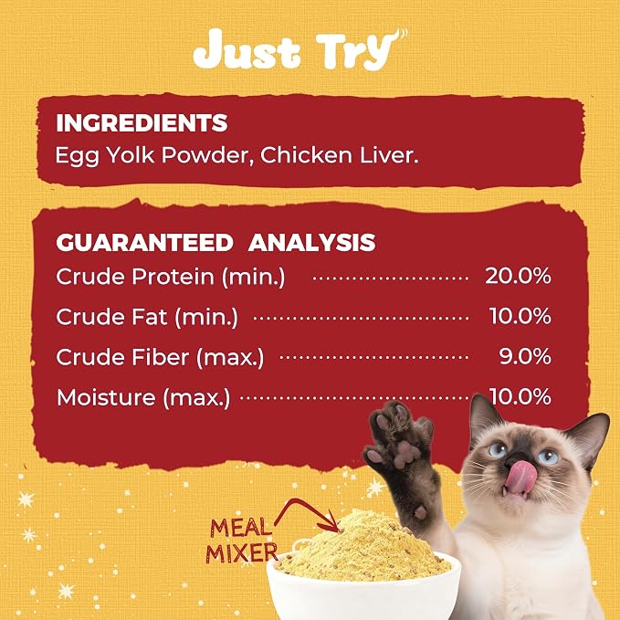 Just Try 10.58 OZ Chicken Liver & Egg Yolk Sprinkles Dog and Cat Food Toppers Mixers with Freeze Dried Egg Yolk, High Protein & Iron Support