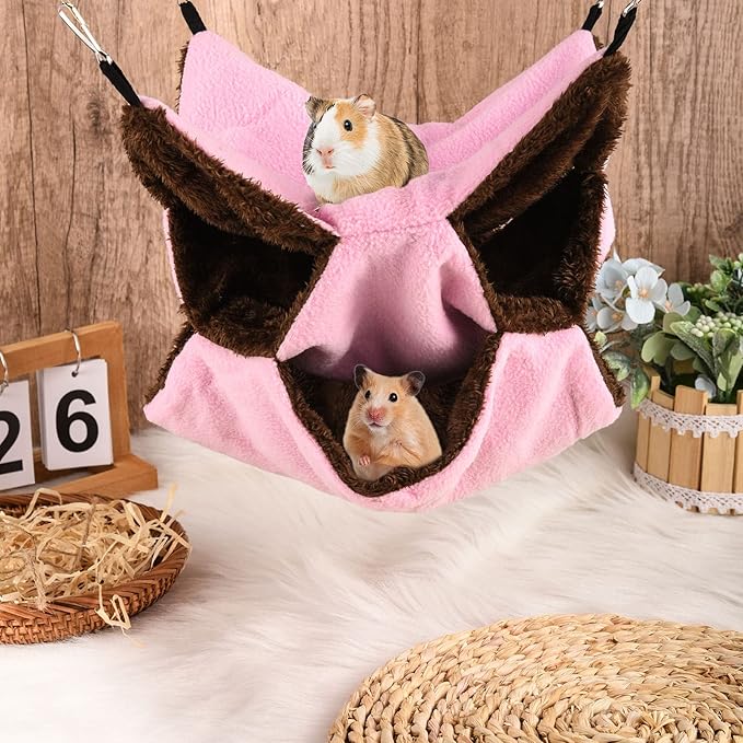 3 Tier Ferret Rat Hammock,Guinea Pig Cage Accessories,11.8x11.8 Inches,Pet Cage Hanging Bunkbed Hammock for Small Animals,Guinea Pig,Ferret,Kitten,Squirrel,Chinchilla,Rat,Parrot