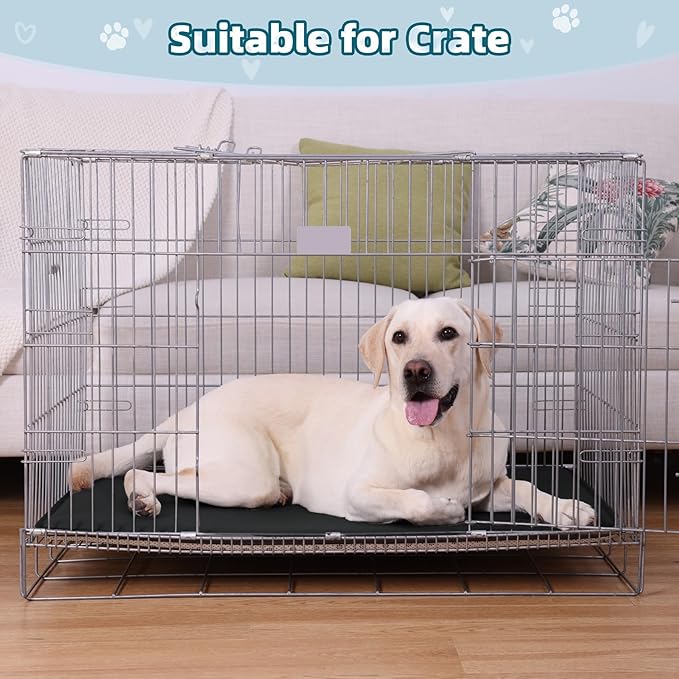 Dog Crate Pad Mat, Waterproof Kennel Cage Mat, Outdoor Pet Bed for Medium Large Dogs, Pet Bed with High Resilience Foam,Wipe Clean & Easy Rinse, Anti Slip 35 inch Black