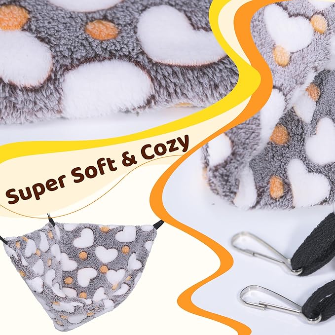 Pack of 2 Hanging Corner Hammock with Hooks for Rats, Squirrels, Sugar Gliders, Guinea Pigs, Hamsters and Other Small Animals. Perfect for Pet Critter Cages. M, Purple+HTCoffee