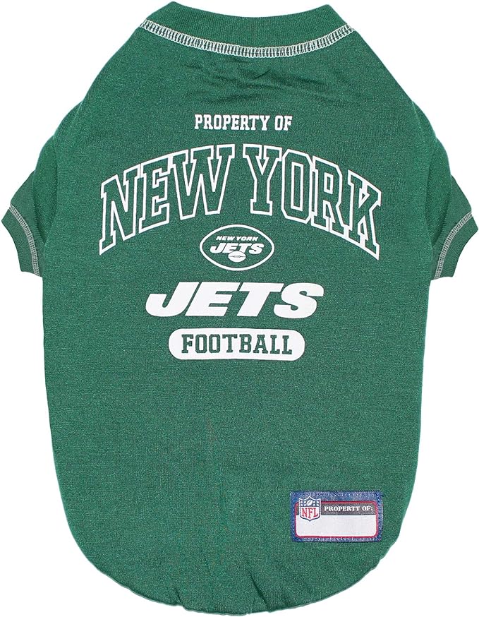 NFL New York Jets Dog T-shirt X-Small. - Licensed Shirt for Pets Team Colored with Team Logos- Premium Stretchable Materials for the comfort of your Dog & Cat