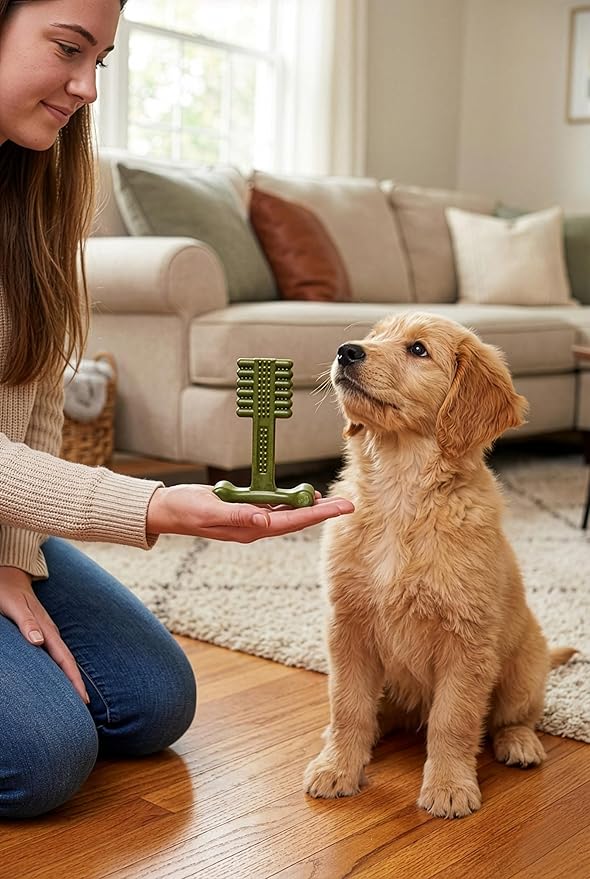SPOT Bam-Bones Plus Toothbrush Dog Chew Toy for Small Dogs 10–30 lbs, Bamboo & Nylon Dental Chew with Mint & Baking Soda, Cleans Teeth & Freshens Breath, for Moderate to Heavy Chewers, 4 Inch