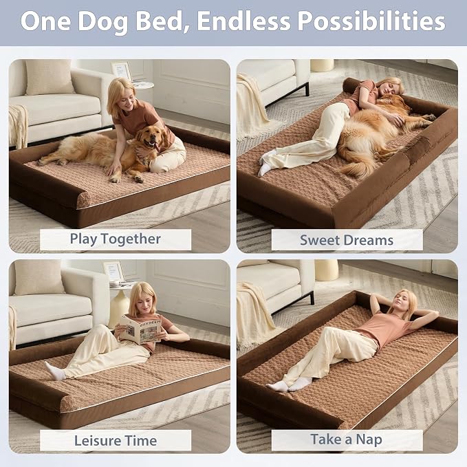 BFPETHOME Orthopedic Washable Dog Beds Large Sized Senior Dog for Comfy Sleeping with Removable Cover, Waterproof Big Soft Pet Couch Bed for Dogs Relax