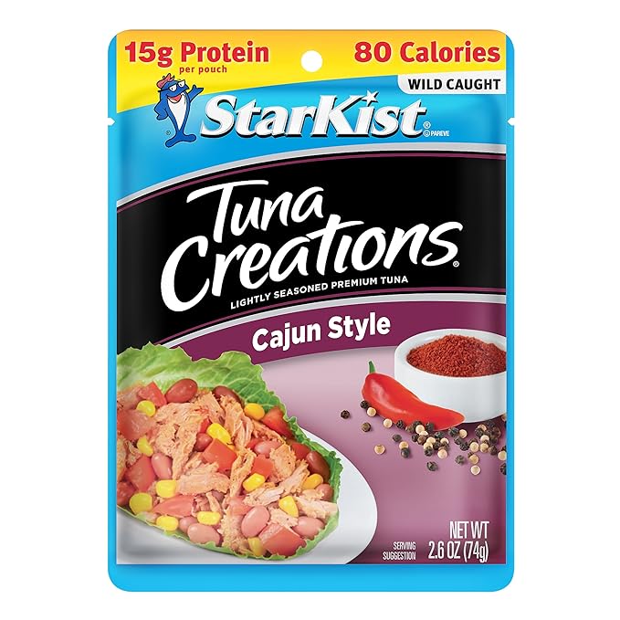 StarKist Tuna Creations Cajun Style Pouch (2.6 oz - 1 Pack) Wild Caught, High Protein Shelf Stable Seafood, Gluten Free, Soy Free, No Draining, Ready to Eat for Salads and Sandwiches