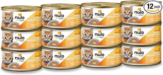 Nulo Freestyle Chicken & Chicken Liver Recipe Pate Wet Canned Cat Food, 2.8 Ounce (Pack of 12)