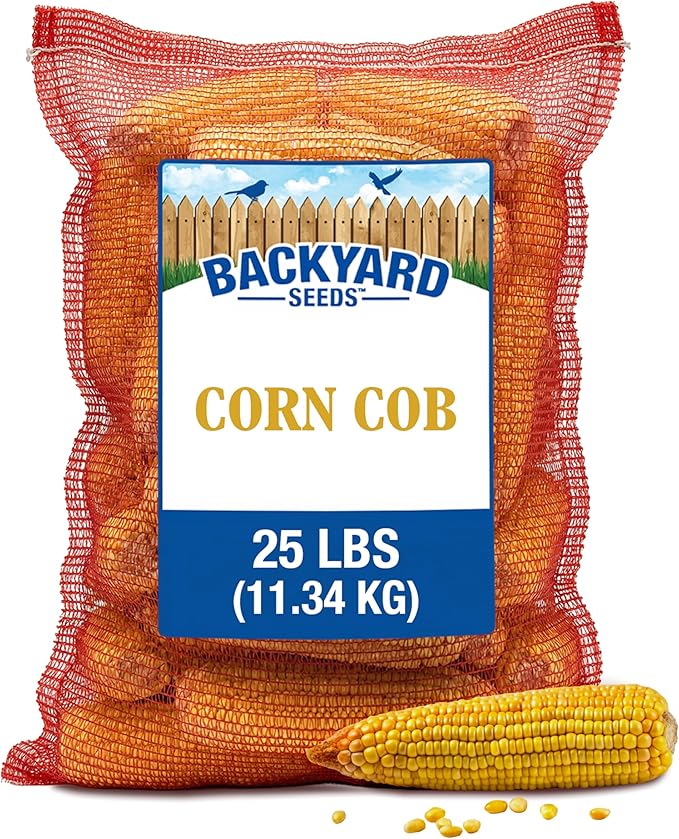CountryMax Backyard Seeds Corn Cob 25 lbs - High-Energy Animal Feed for Chickens, Squirrels, Deer & Wild Birds, Ground Feeding, High Protein
