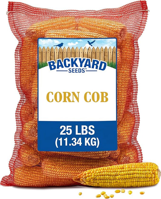 CountryMax Backyard Seeds Corn Cob 25 lbs - High-Energy Animal Feed for Chickens, Squirrels, Deer & Wild Birds, Ground Feeding, High Protein