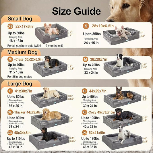 OhGeni Orthopedic Dog Bed Couch Big Cat Sofa for Extra Large Sized Pets with Memory Foam, Machine-Washable Waterproof Removable Cover, Soft Comfortable Fabric, 44-inch (Green)