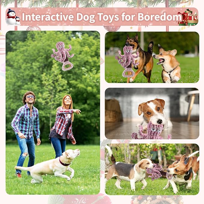 YZHDUXIU Squeaky Dog Toys, Octopus Dog Toy Interactive Tug of War Puppy Toy to Keep Them Busy(Purple)