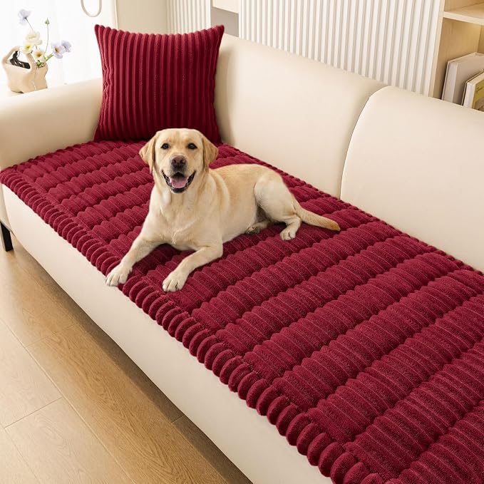 Smiry Couch Cover for Dogs, Non Slip Washable Sofa Protector for Pets, Soft Furniture Cover for Pet, Stylish Sofa Covers, Cozy Protect Against Fur, Dirt & Everyday Messes (Red, 27.6" x 59")