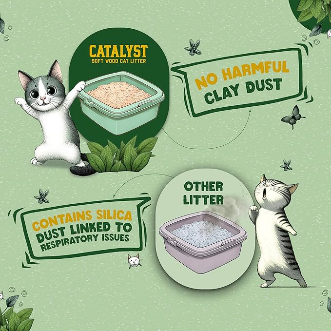 Catalyst Natural Soft Wood Cat Litter (2 Pack, 10lb Bags) - Superior Odor Control, Strong Clumping, Low Dust, and Biodegradable (10lb, Set of 2, Unscented)