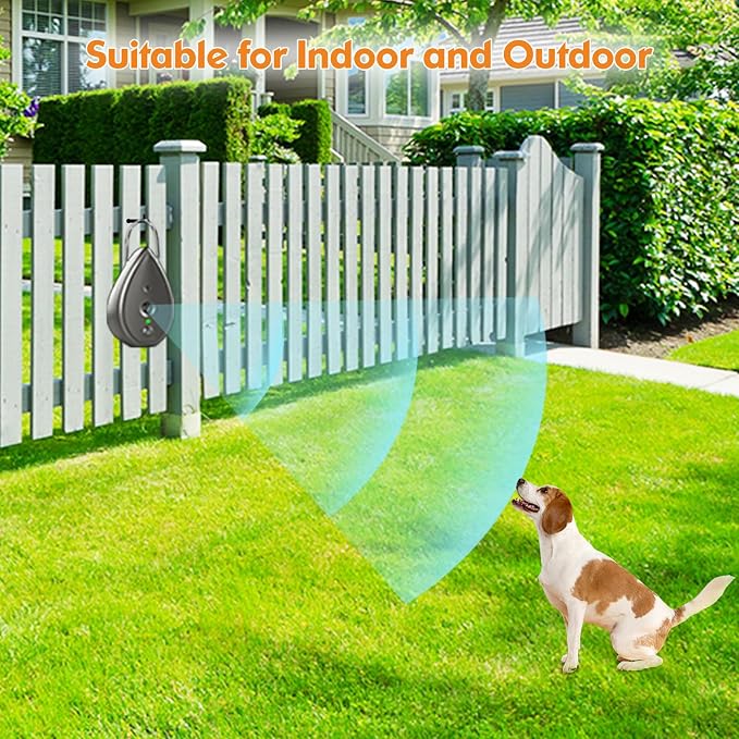Anti Barking Device for Dogs, Rechargeable Bark Box Ultrasonic Barking Deterrent with 3 Modes/Irregular Ultrasound Frequency/Automatically Electronic Dog Whistle Stop Neighbors Dog from Barking(Grey)