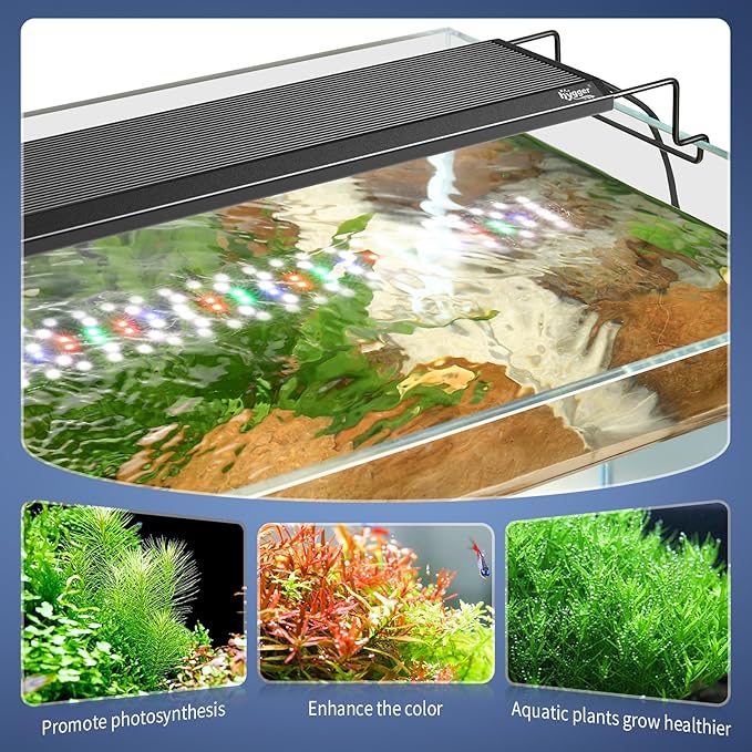 hygger Aquarium Light, 50W Full Spectrum Fish Tank LED Light, 24/7 Remote Control Adjustable Timer, Brightness and Color, Extendable Bracket, Power-Off Memory Plant Growth Lamp, Fits 36-48 Inch Tank