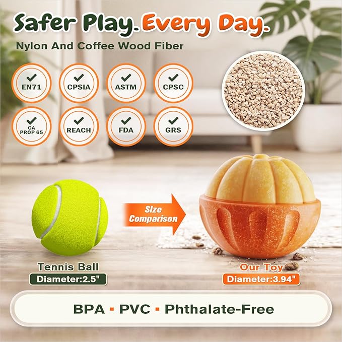 KADTC 2 Pack 3-in-1 Dog Frozen Treat Ball, Large Size, No-Transfer Fill & Freeze Lick Cup, Treat Dispenser & Tough Chew Toy, Long-Lasting Enrichment Toy for Dogs, Orange-Shaped