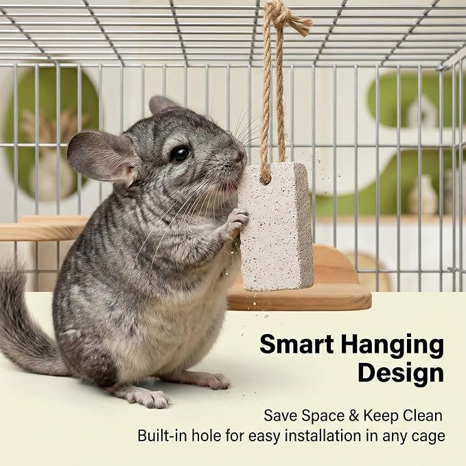 12PCS Hanging Rabbit Lava Blocks – RAINFLOW Mineral Calcium Grinding Stone for Bunny Hamster Chinchilla, Teeth Grinding Chew Toy for Guinea Pig, Gerbil, Rodent Cage, Small Animal Pet Lava Bites