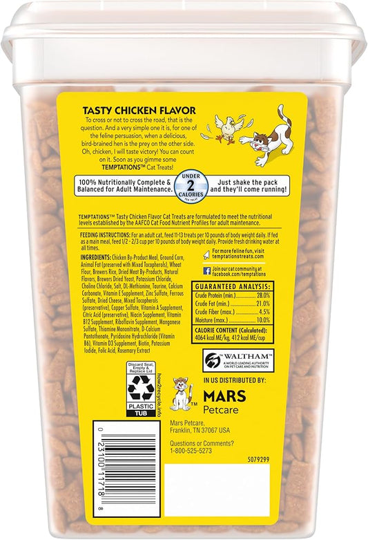 Temptations Cat Treats Classic Crunchy and Soft Cat Treats, Tasty Chicken Flavor, 30 oz. Tub