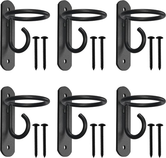 NACETURE Bucket Hooks for Horse Stalls – Anti-Tip Design Feed & Water Bucket Holders, Heavy Duty Stable Barn Fence Accessories – Black Metal Hangers for Horses