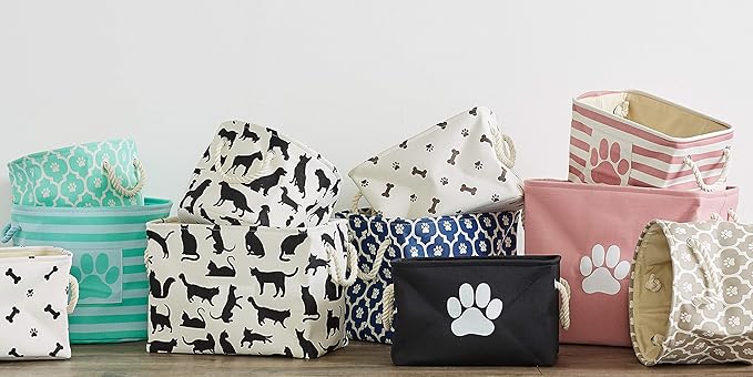 Bone Dry Pet Storage Collection Lattice Paw Print, Gray, Medium Round