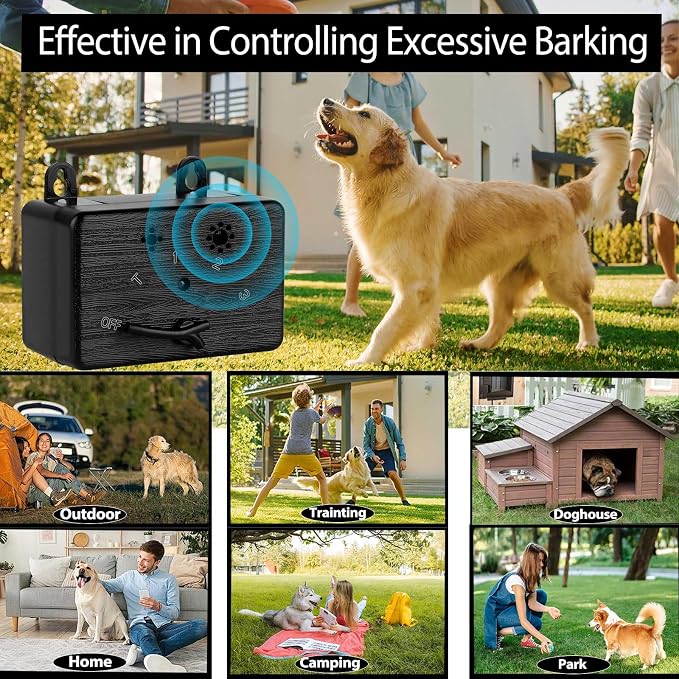 GlossyEnd Anti Barking Devices, Auto Barking Control Devices with 3 Modes, Ultrasonic Dog Barking Deterrent Devices Bark Box, Effective Stop Barking Dog Devices for Indoor & Outdoor Use