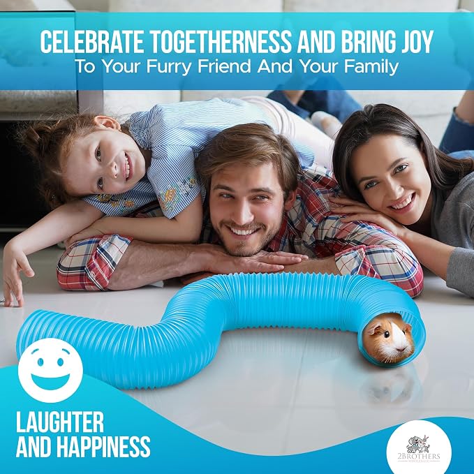 Guinea Pig Tunnels and Hamster Tubes - Fun Ferret Tunnels - Ideal Rat Cage Accessories - Collapsible Guinea Pig Toys for Boredom Relief - Blue