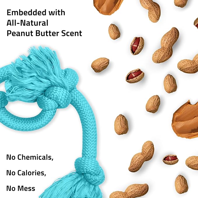 Playology Dog Toys | Dri-Tech Rope Tug of War Dog Toy for Tough Chewers | Peanut Butter Scented Mega Size Tug Rope Toys for Extra Large Dogs
