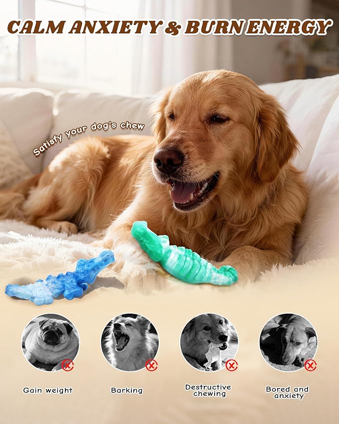 BoYoYo Tough Dog Toys for Aggressive Chewers 2 Pack, Indestructible Dog Toy for Large Dogs, Durable Dog Toys to Keep Them Busy for Large Breed, Teeth Cleaning and Training, Beef Flavor