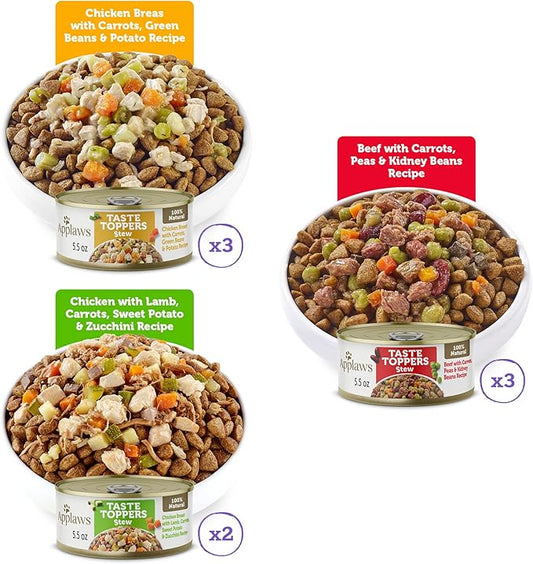 Applaws Taste Toppers, Grain-Free Dog Food Topper, Limited Ingredient, Stew Variety Pack (8 x 5.5oz Cans)