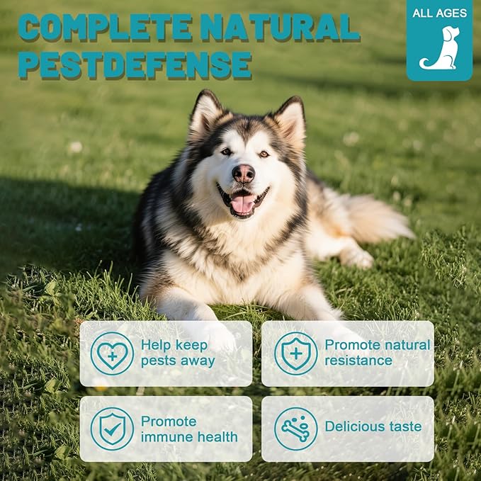 Dog Flea Treatment Chewable, Oral Flea Prevention for Dogs Chewable-Hip and Joint Support-Allergy and Immune Support for All Breeds and Sizes(Chicken Flavor, 150 Chews)