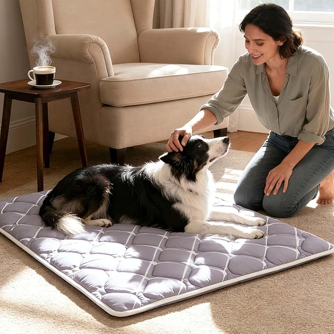 Bubble bear Dog Crate Mat - Ultra Soft, Washable & Anti-Slip Kennel Pad for Small/Medium/Large Dogs, Dark-Hued to Hide Stains (30"x19")