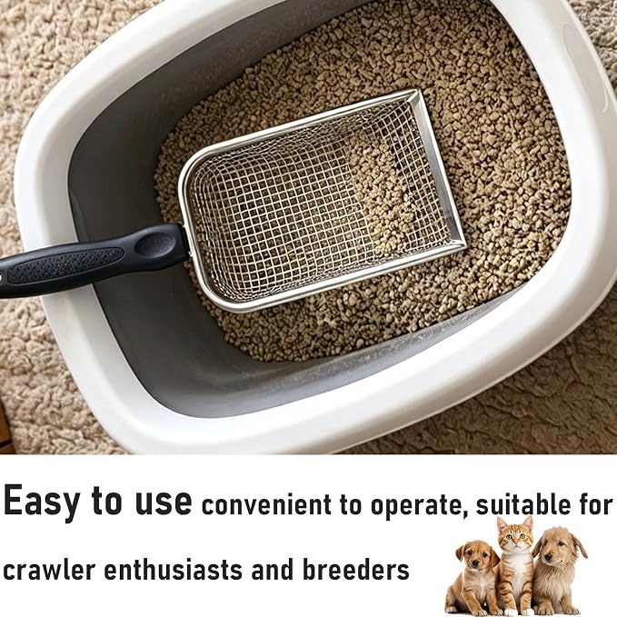 Chicken Poop Scooper for Coop, 2 Pack Chicken Coop Shovel | 0.15 Inch & 0.2 Inch Mesh, Metal Chicken Coop Rake and Scoop Tool, Sifting Shovel for All Litter Types, Anti-Slip